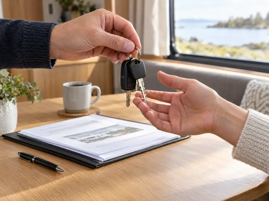 Nøgler og papirer overdrages ved salg af autocamper